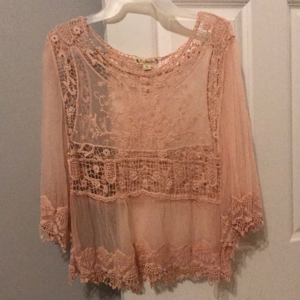 Blush pink crochet blouse